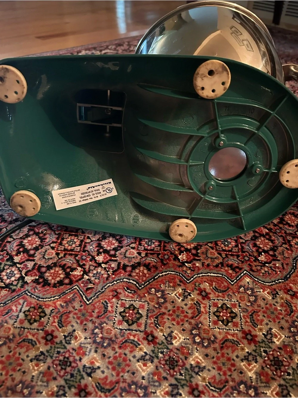 EUC KitchenAid standing mixer in green with Stainless Steel bowl